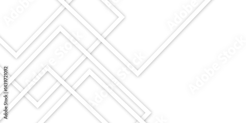 White abstract geometric background with white paper sheets soars as abstract spaces with rectangles, parallel stripes, perspective, shadows in simple strict modern material in triangle and square.	
