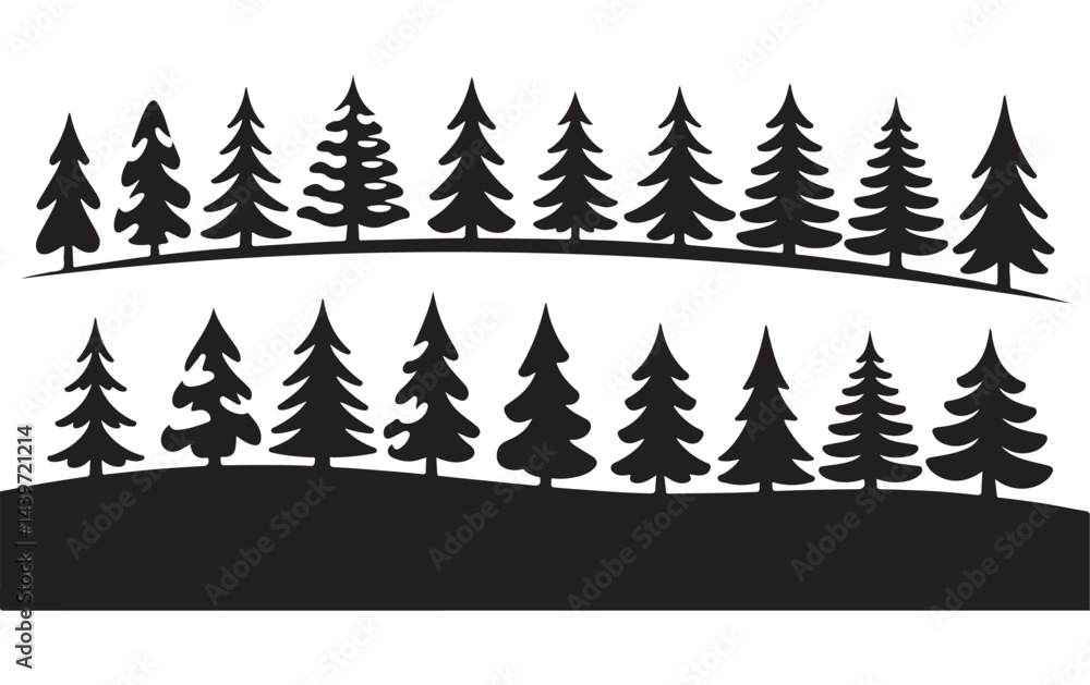 Obraz premium Silhouette Set of Editable Evergreen Tree Icons for Natural and Forest Designs