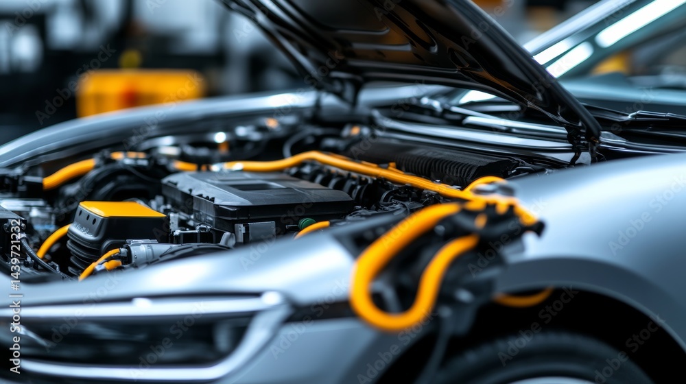 Fototapeta premium A mechanic testing an advanced electric regenerative braking system, highlighting green technology in auto repair, isolated on white,