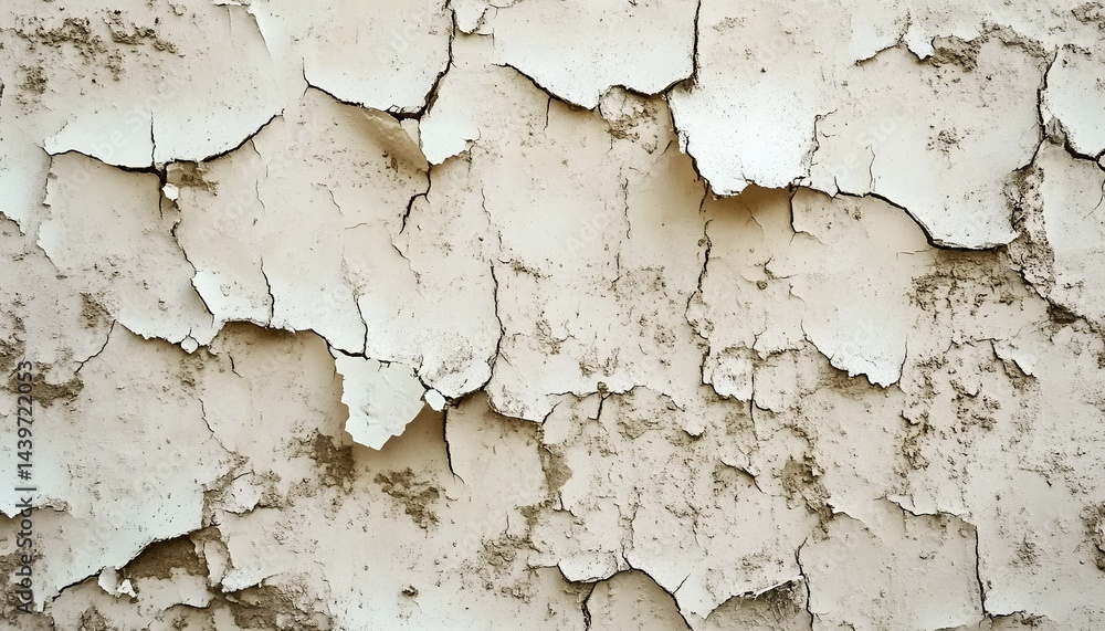 Obraz premium The white painted wall shows extensive signs of deterioration and decay