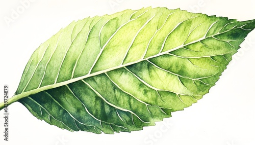 Obraz na płótnie A Watercolor Painting Depicting a Lush Green Leaf w salonie