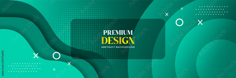 Premium Abstract Green Wave and Dotted Halftone Background Design