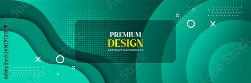 Obraz na płótnie Premium Abstract Green Wave and Dotted Halftone Background Design w salonie