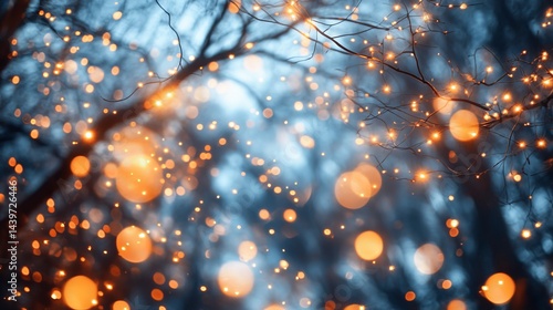 Wallpaper Mural Enchanted Forest Bokeh, Magical Glowing Lights, Abstract Blurred Background, Festive Atmosphere Torontodigital.ca