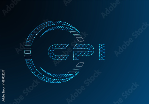 CPI low poly letter logo vector design. CPI lower poly logo design.