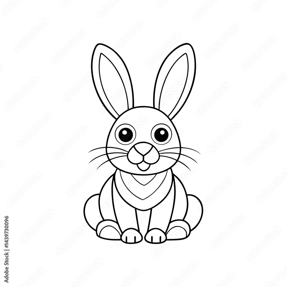Obraz premium Simple Drawing of an Easter Bunny Coloring Page