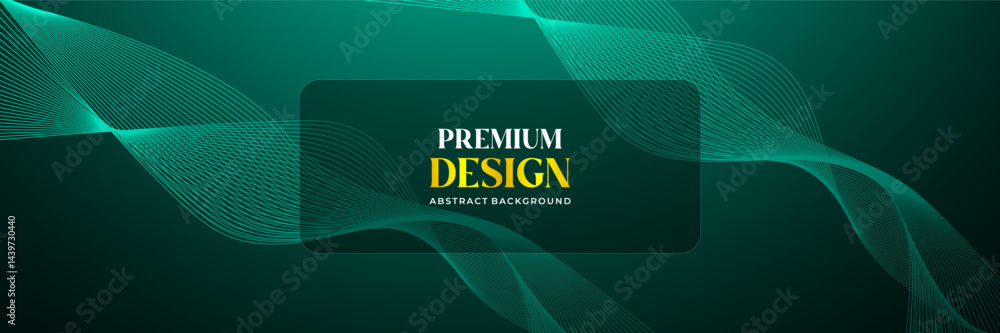 Minimal Elegant Green Line Wave Abstract Background