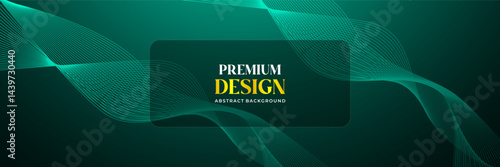 Obraz na płótnie Minimal Elegant Green Line Wave Abstract Background w salonie