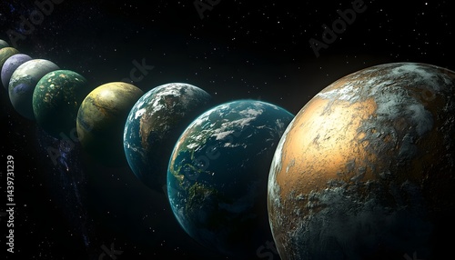 Wallpaper Mural A series of planets line up in outer space Torontodigital.ca