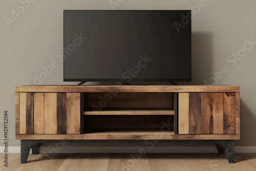 Modern TV Stand, Rustic Wood Design