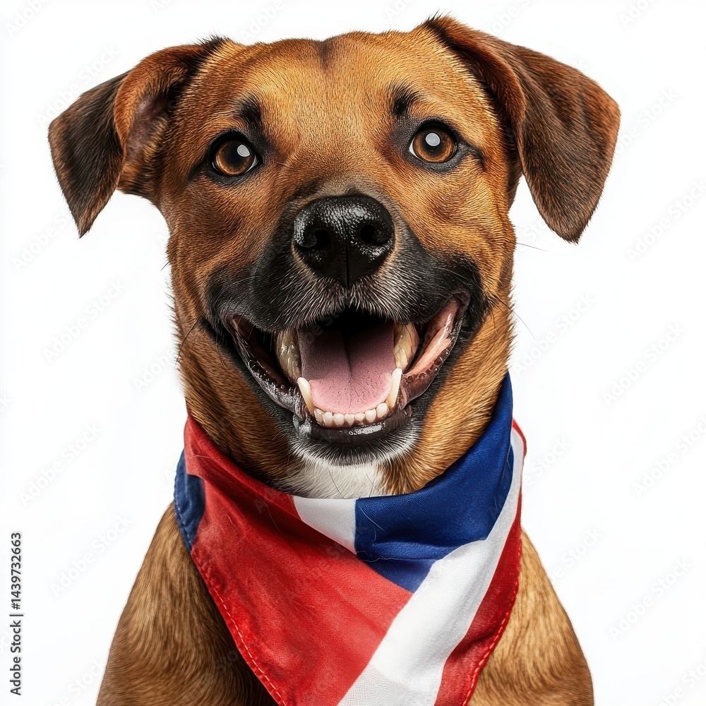 Obraz premium Dog wearing a French flag bandana, isolate on white background.