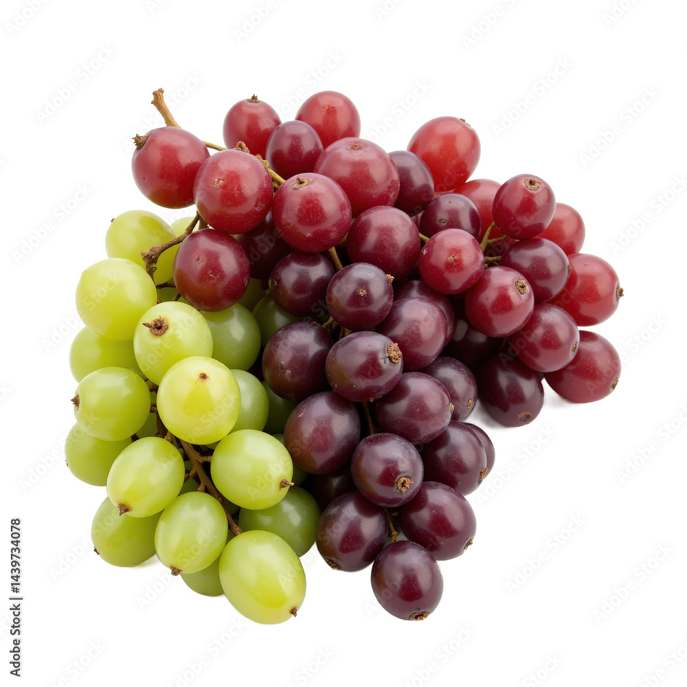 A vibrant bunch of red and green grapes, perfect for fresh fruit salads or snacking. A vibrant bunch of red and green grapes, perfect for fresh fruit salads or snacking.