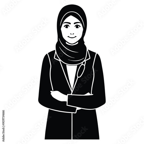 Female Doctor Wearing a Traditional Hijab Under Her Cap