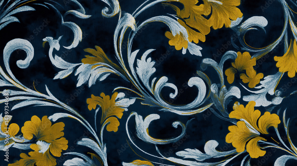 Decorative swirl pattern featuring intricate floral designs.