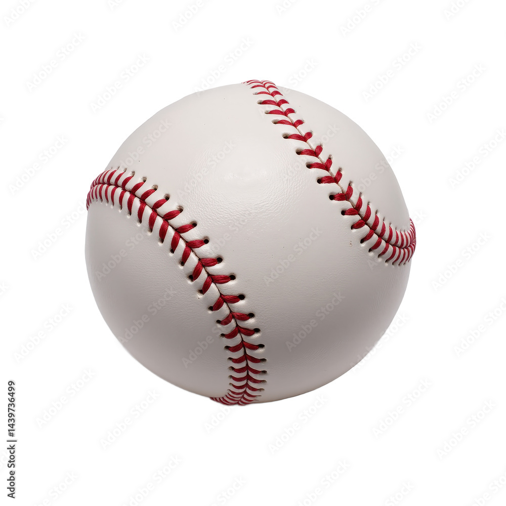 A classic white baseball with red stitching, isolated on a transparent background. A classic white baseball with red stitching, isolated on a transparent background.
