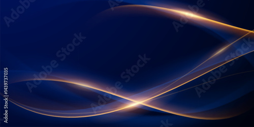 blue abstract background with luxury golden elements vector illustration