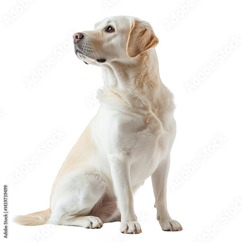 Elegant portrait of a golden Labrador Retriever on a transparent background
