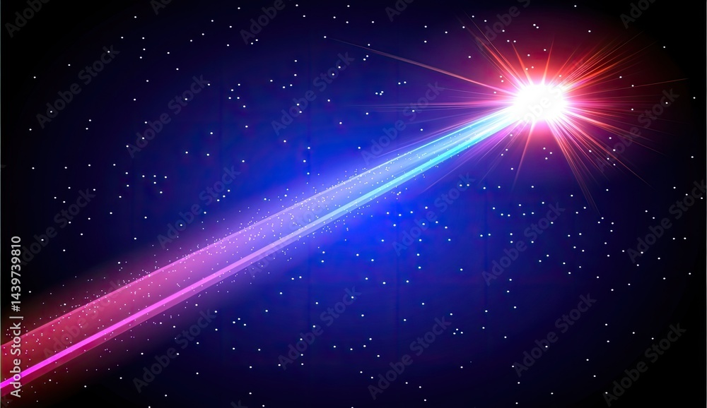 Fototapeta premium Vibrant cosmic ray streaks across dark space