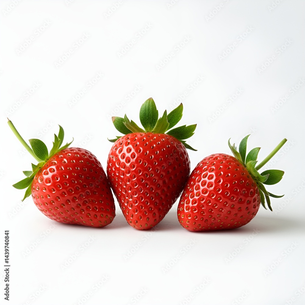 Fresh Ripe Strawberries on White Background – Healthy Summer Fruit. Fresh Ripe Strawberries on White Background – Healthy Summer Fruit.