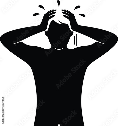 This icon depicts a person gripping their head, symbolizing intense stress, anxiety, or a painful headache. Feeling overwhelmed.
