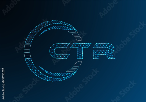 CTR low poly letter logo vector design. CTR lower poly logo design.