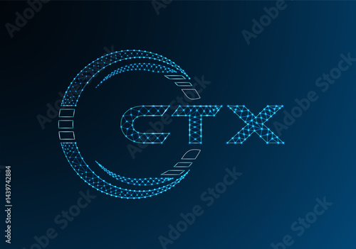 CTX low poly letter logo vector design. CTX lower poly logo design.