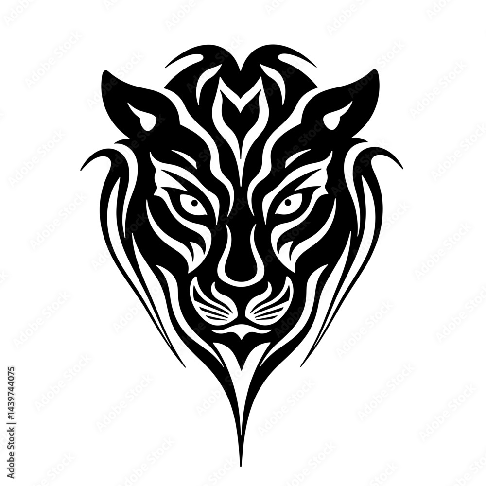 Fototapeta premium Black Tiger Head Illustration for Tattoo or T-Shirt Design 