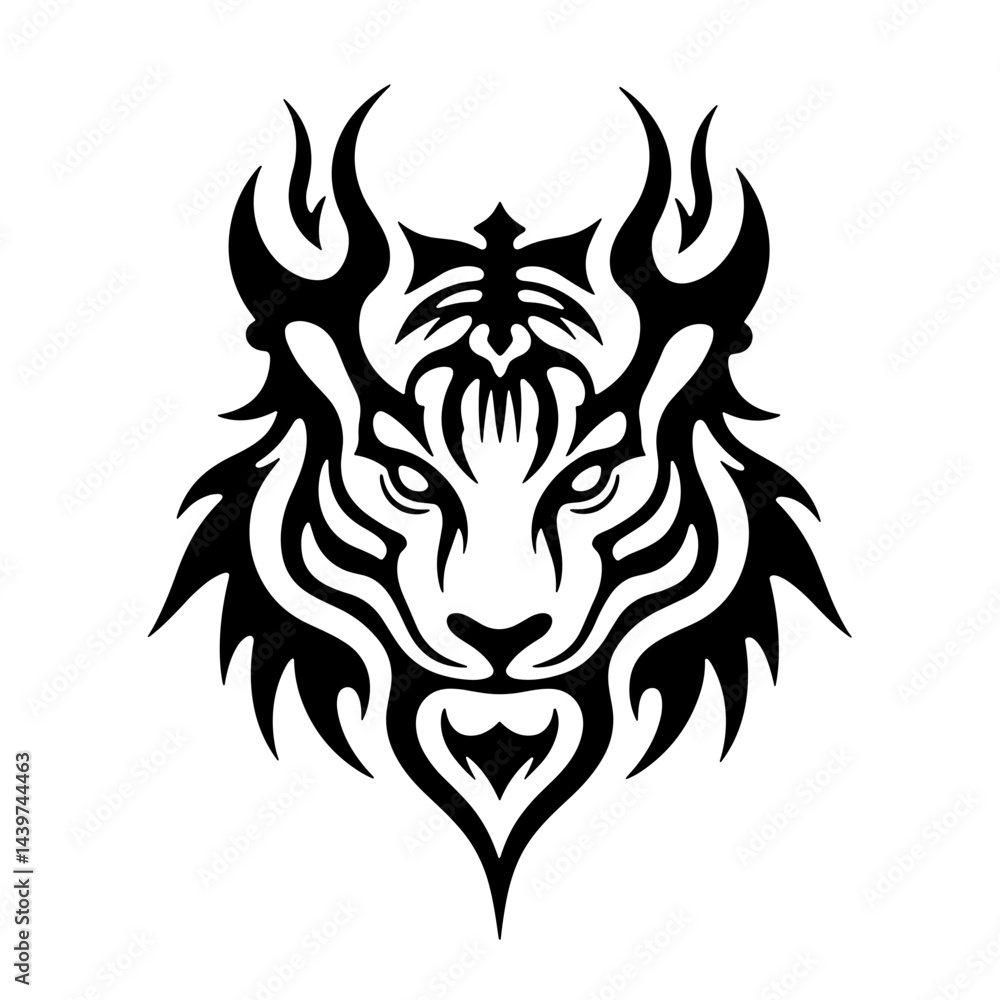 Fototapeta premium Tribal tiger tattoo design for print or t-shirt 
