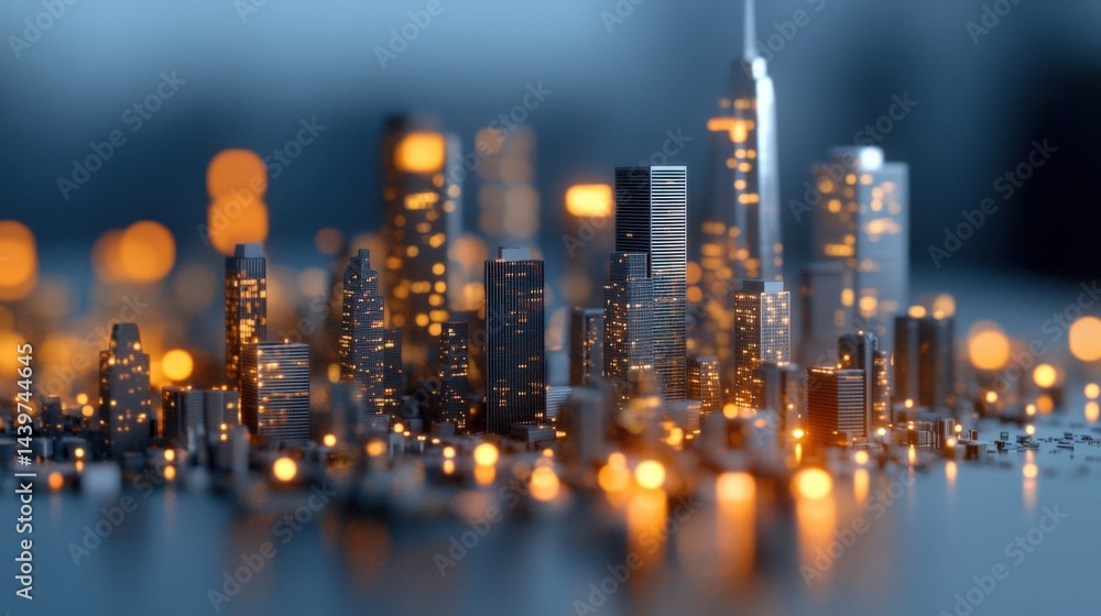 Fototapeta premium Cityscape miniature at night
