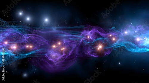 Obraz na płótnie Floating nebula simulation illustrates dynamic plasma gas with vibrant colors w salonie