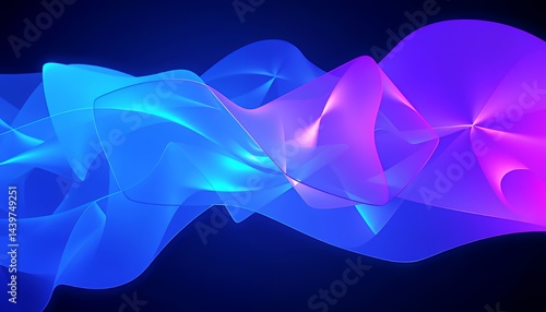 Dynamic 3D Neon Bio Tech Wave Illustration in Blue to Pink Gradient Abstract Geometric Design Futuristic Glowing Background Creative Visual Art for Modern Tech Design