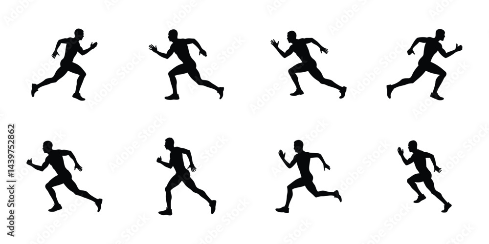 Energetic Running Silhouettes - Athletic Action Poses Energetic Running Silhouettes - Athletic Action Poses