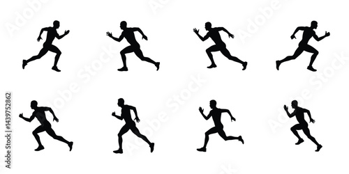 Energetic Running Silhouettes - Athletic Action Poses
