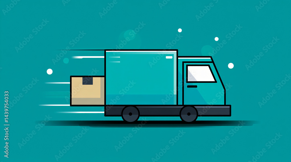 Delivery Truck with Box Icon Design