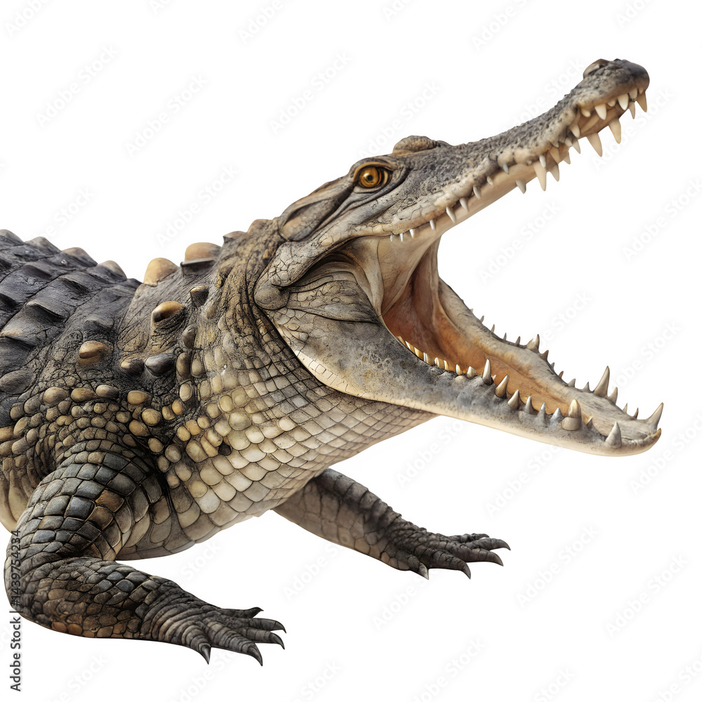 Crocodile Open Mouth Isolated - Reptile Predator Image