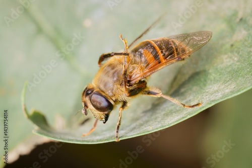 common drone fly on a leaf