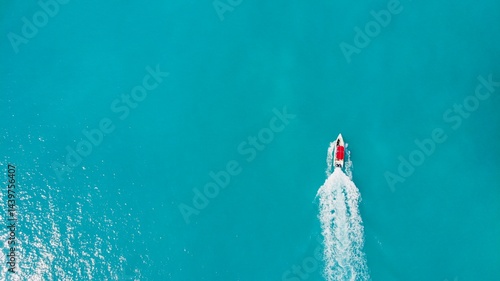Boat in the Ocean taken by drone 