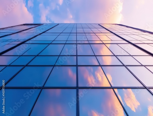 Wallpaper Mural Skyscraper glass reflects sunset clouds Torontodigital.ca