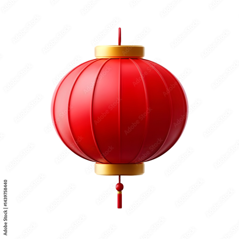 Obraz premium A vibrant red lantern decorated with golden accents, symbolizing good fortune and celebration. Perfect for cultural events and festive decorations.