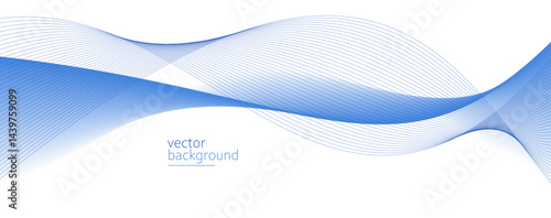 Flowing blue curve shape with soft gradient vector abstract background, relaxing and tranquil art, can illustrate health medical or sound of music.