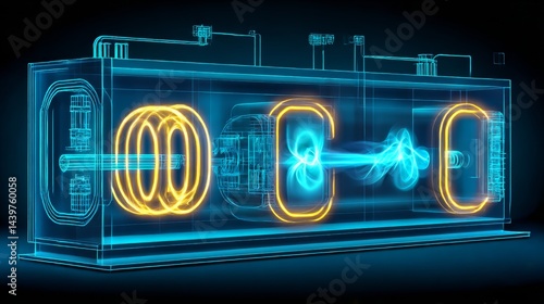 Obraz na płótnie Projection of an experimental fusion chamber showcasing advanced technology and energy dynamics w salonie