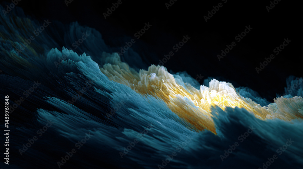 Digital 3D artwork of dynamic waves in abstract design, offering creative inspiration from a top-down view.