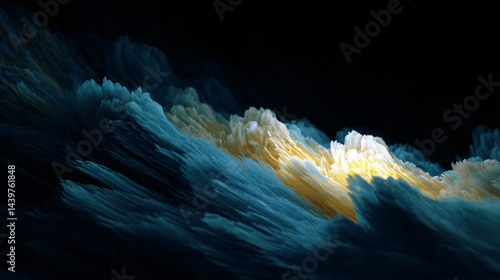 Obraz na płótnie Digital 3D artwork of dynamic waves in abstract design, offering creative inspiration from a top-down view. w salonie