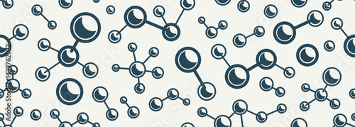 Molecules seamless pattern, vector endless background with a lot of different molecules that can be used separately as an icons or illustrations, chemistry and pharma wallpaper.