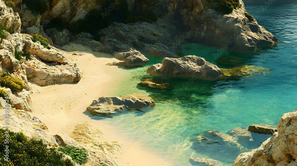 Fototapeta premium Secluded Beach Cove: A Tropical Paradise Getaway