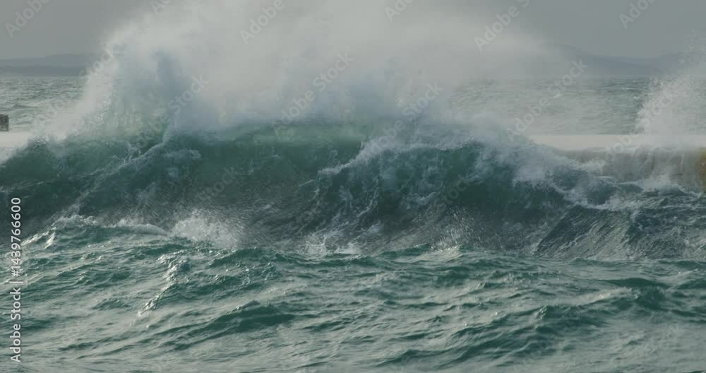 Strong Waves from the Jugo Wind Crash on the Promenade in Zadar, Croatia Strong Waves from the Jugo Wind Crash on the Promenade in Zadar, Croatia