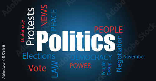 Politics Word Cloud Concept. Elections, Power, Democracy, Protest