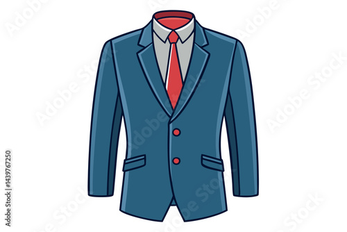Stylish mens formal suit jacket with a red tie and sleek design, ideal for business and corporate events