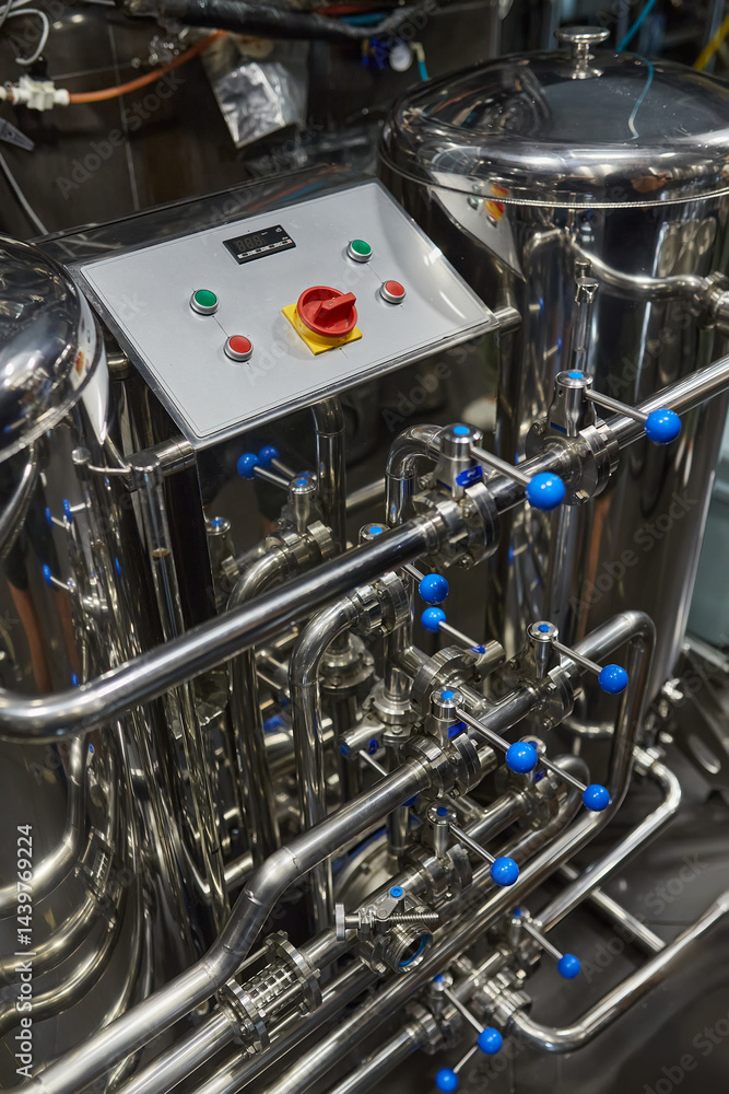 Obraz premium Industrial Brewery Steel Equipment Detail