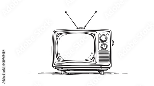 An old vintage retro tv line art creative nostalgic artwork design
